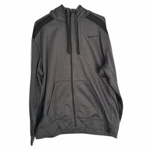 Nike Therma Fit Mens Gray/Black Full Zip Hoodie - Size XL - Pre-Loved